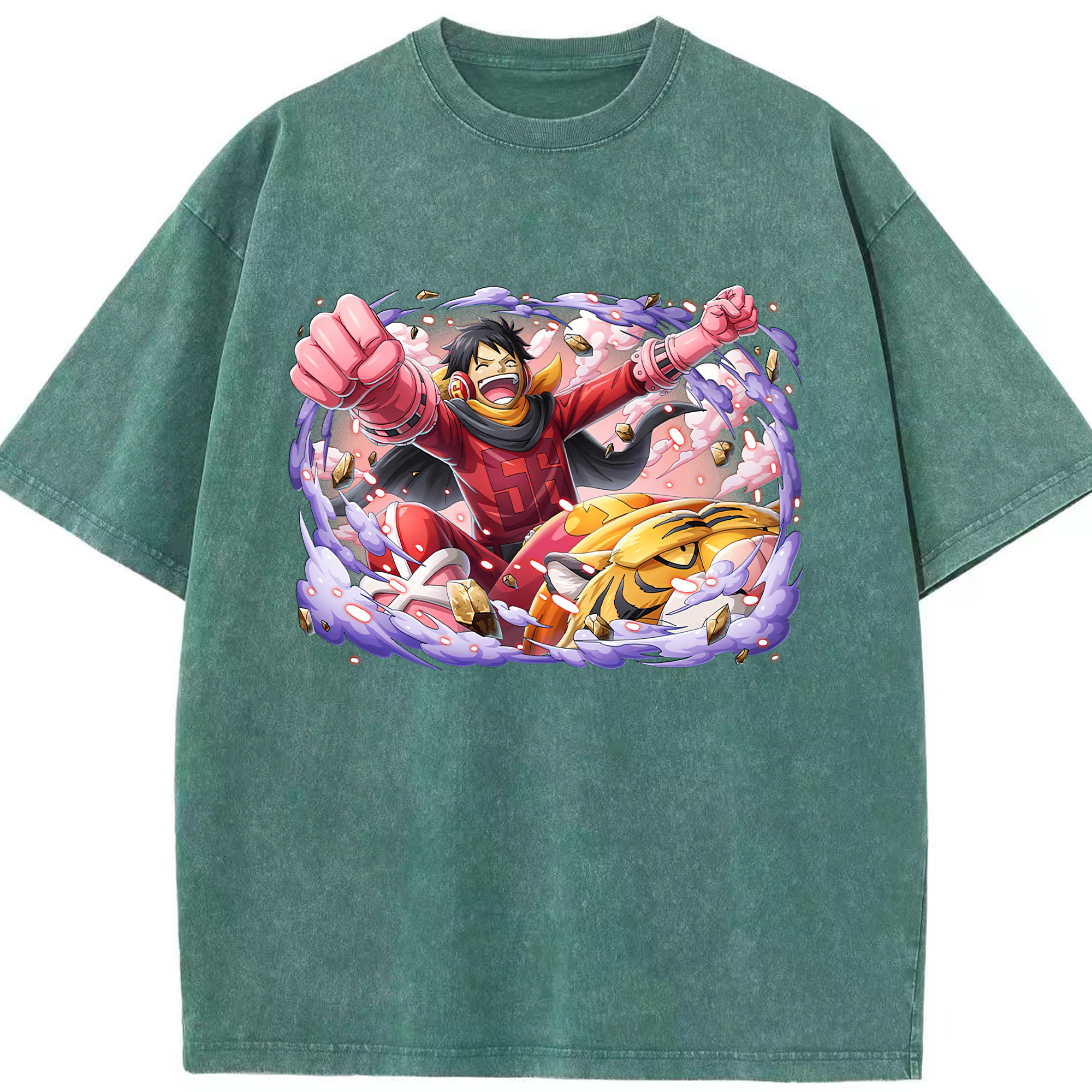 ワンピース モンキー・D・ルフィ ONE PIECE Monkey D. Luffy 綿100% ヴィンテージ風 半袖Tシャツ（フロントプリント）
